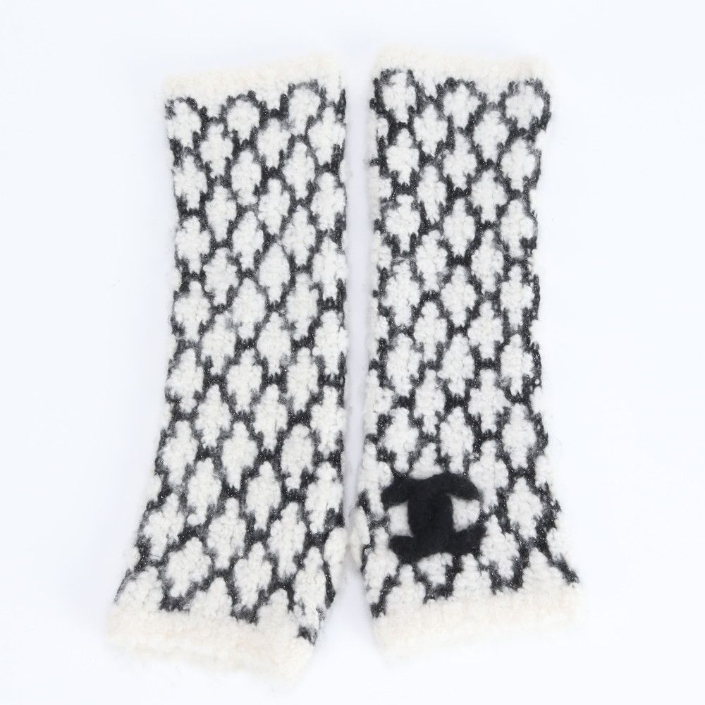 美品 シャネル タグ付 アームウォーマー アームカバー カシミヤ 混