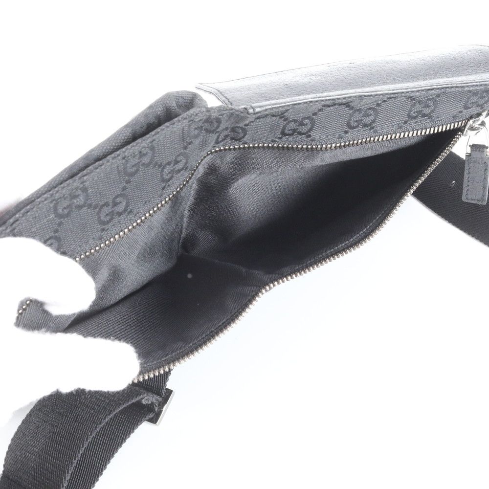 美品 グッチ GGキャンバス 28566 レザー 2WAY ボディバッグ 斜め掛け