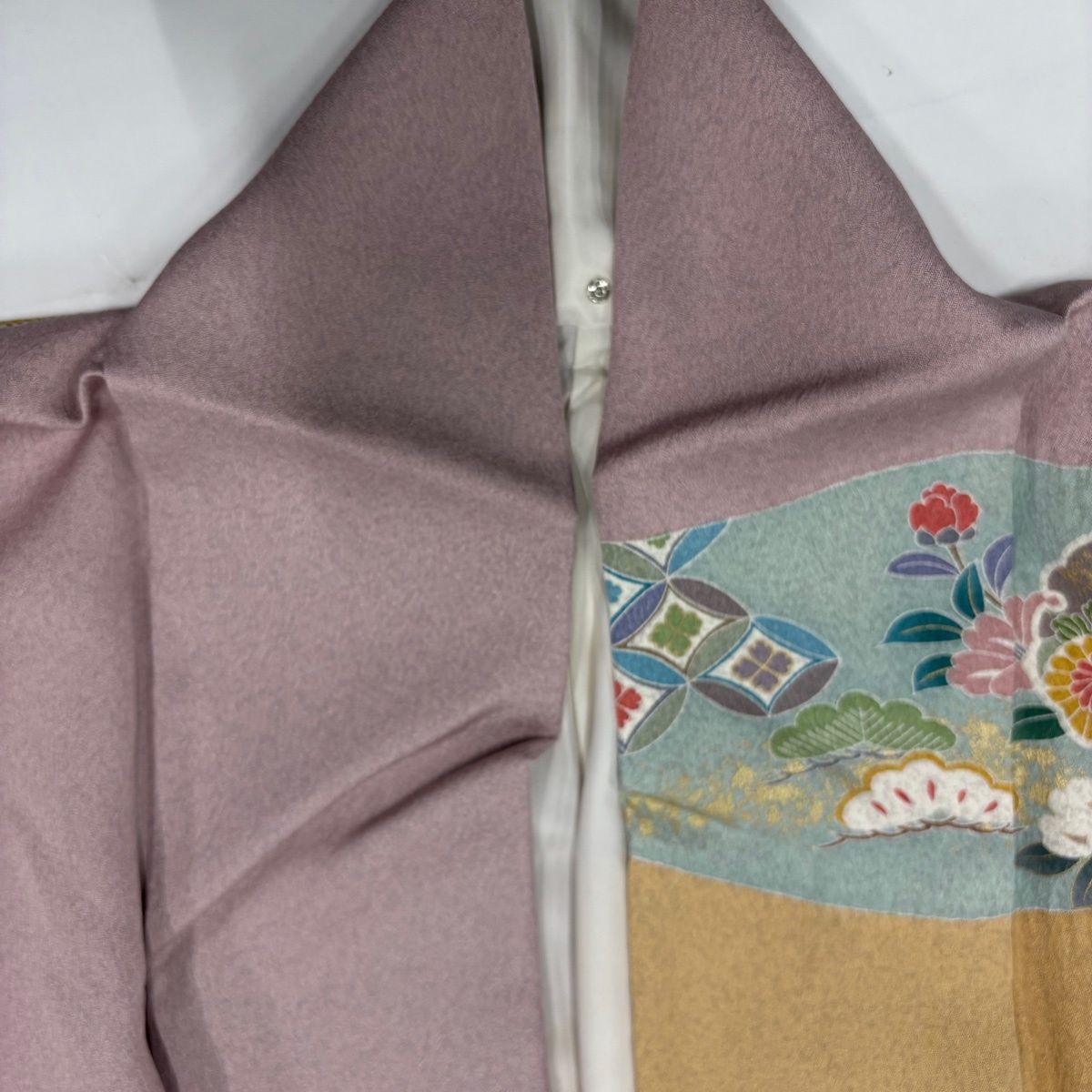 美品】 訪問着 身丈161cm 裄丈66cm M 袷 雪輪 菊 金糸 金彩 ピンク