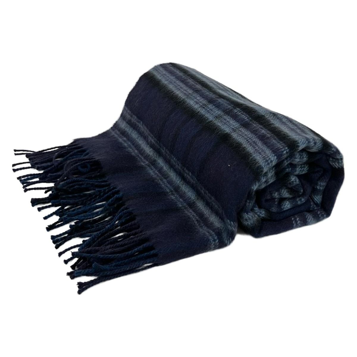 johnstons of elgin(ジョンストンズ) マフラー美品 - ネイビー×ライト