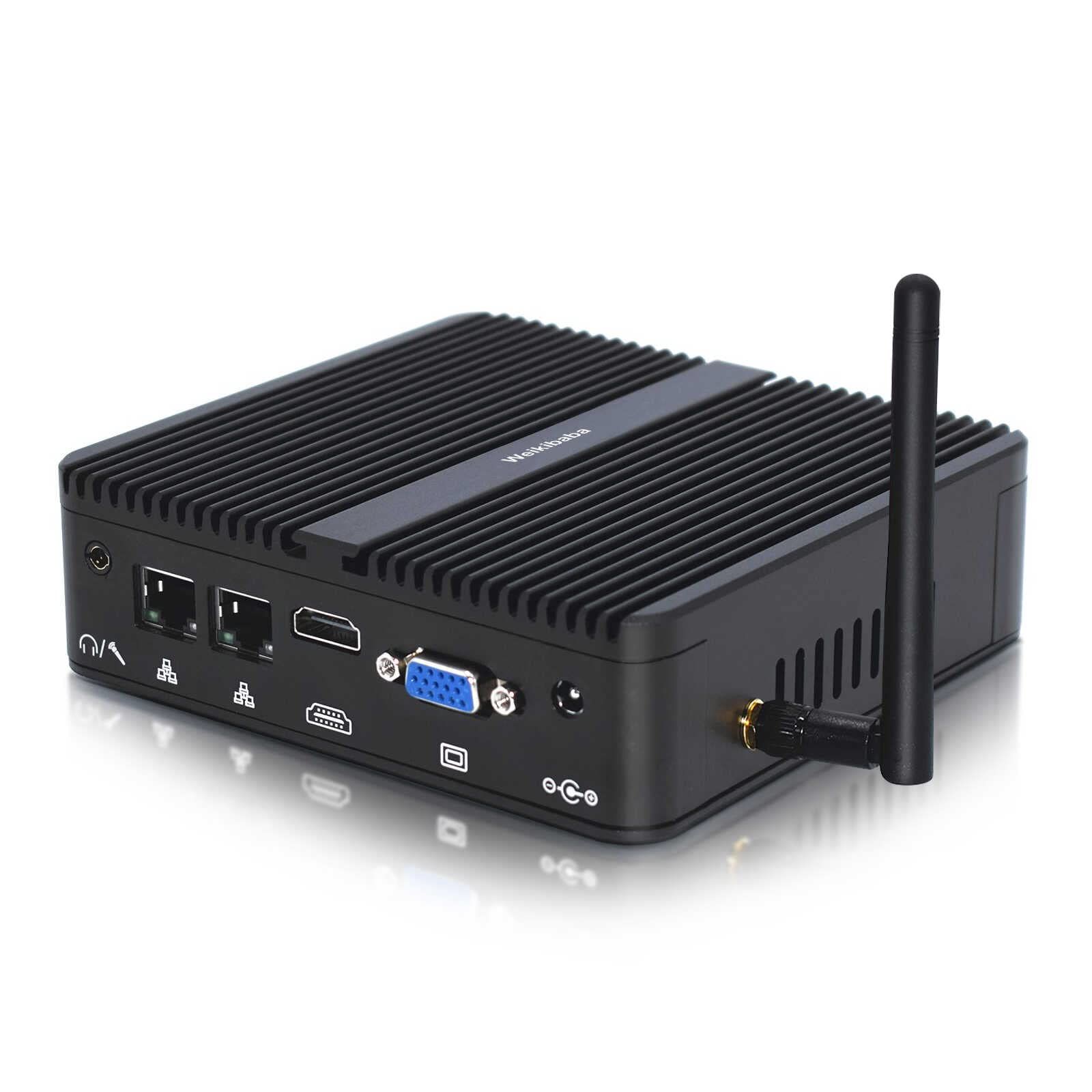 Mini PC Windows10 Pro Celeron J4125, Small PC 8GB DDR4 Memory 256GB SSD, Mini PC HDMI VGA WIFI USB 3.0 Industrial PC RS232 COM Space Saving PCWeiKiBaba