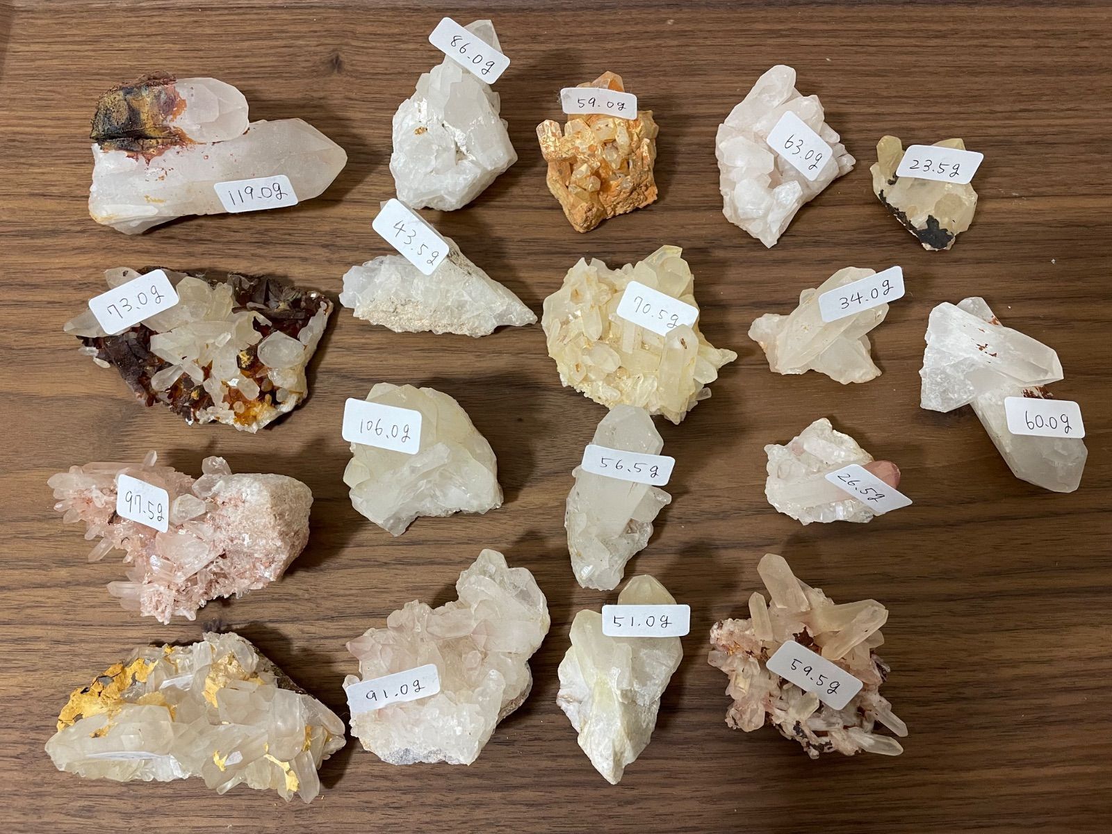 マダガスカル産 水晶クラスター 18個 1.1kg】お得セット