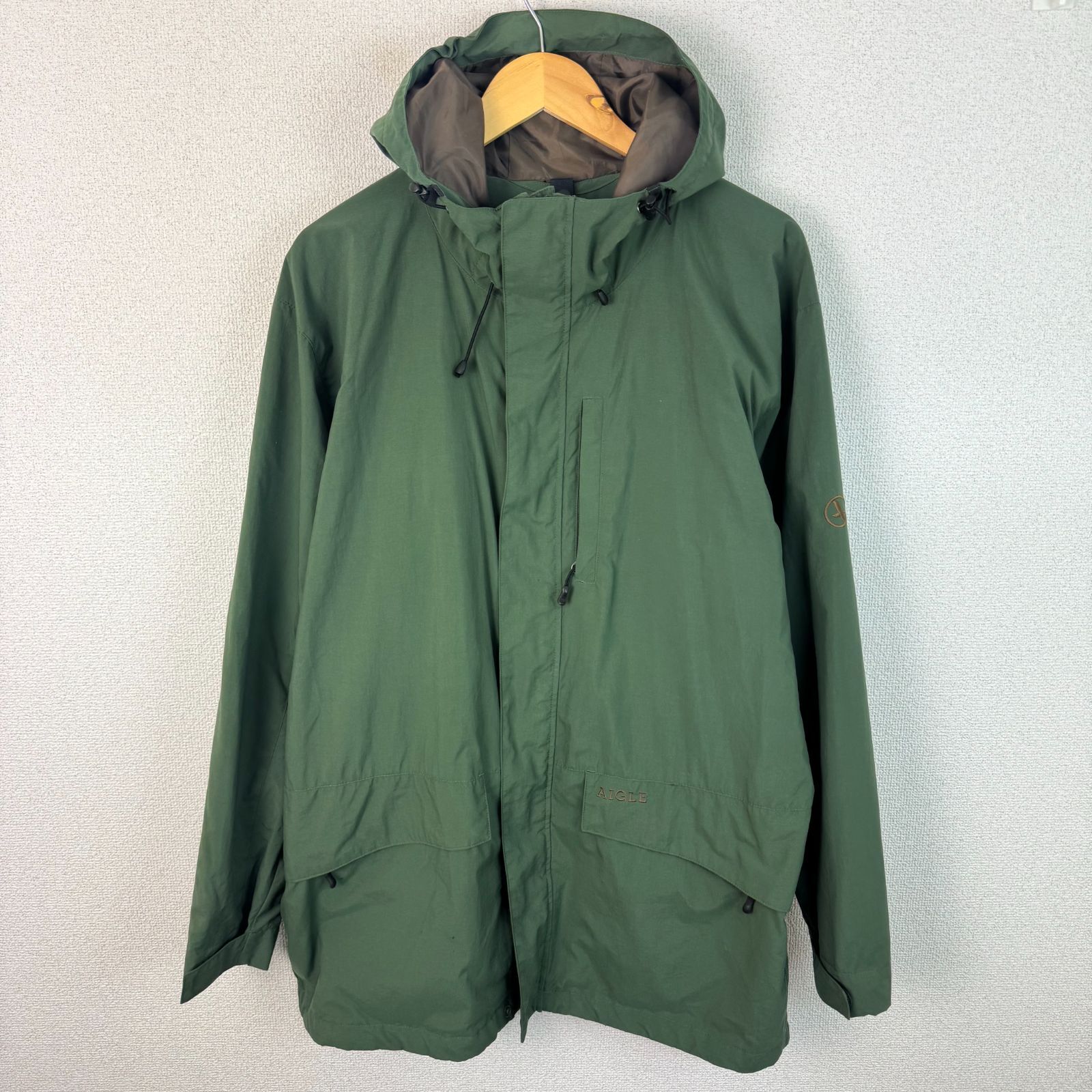 AIGLE エーグル ナイロンジャケット フルジップ グリーン XLサイズ 