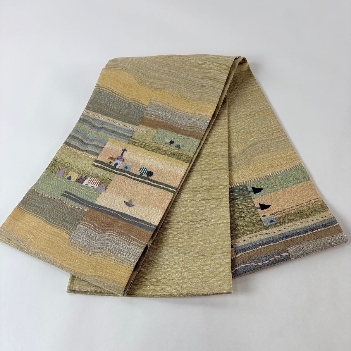 袋帯 美品 名品 草花 箔 螺鈿箔 金色 お太鼓柄 正絹 【中古】 【公式通販】