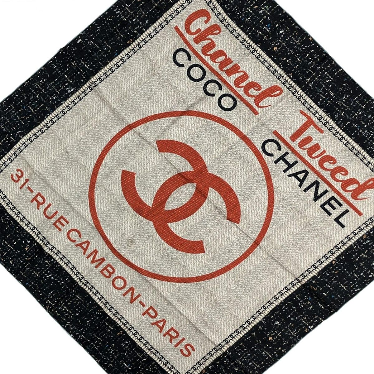 CHANEL(シャネル) スカーフ新品同様 - 黒×ベージュ CHANEL 31 RUE