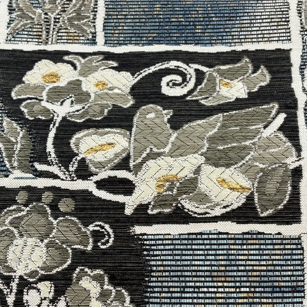 袋帯 名品 花唐草 唐織 箔 青灰色 六通 正絹 【中古】 - メルカリ