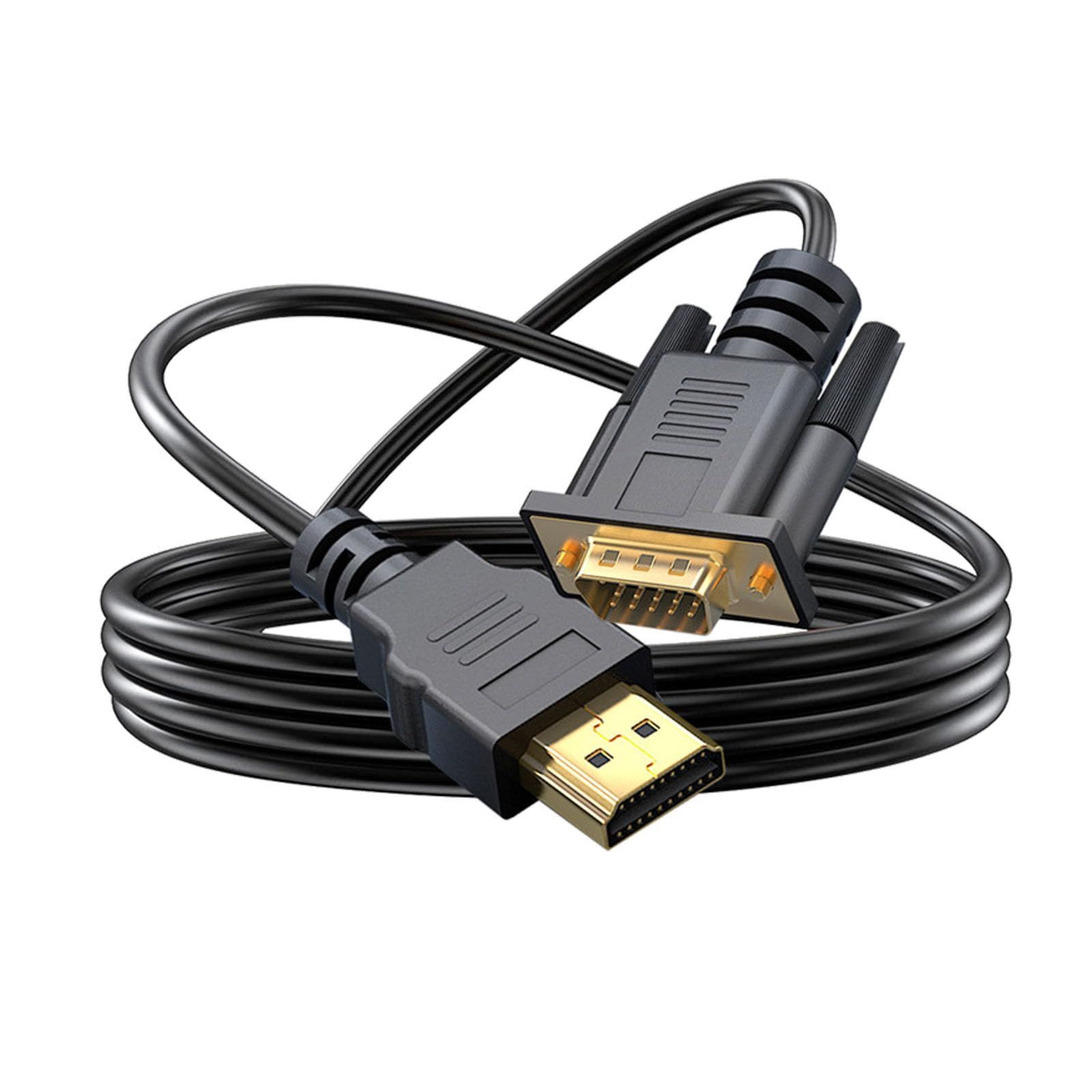 HDMI VGA converter cable (1.8 m) HDMI male to VGA male gold-plated integrated cable convenient connection compatible with 720P/1080P computers, PCs, monitors, projectors, PS4, HDTV, Xbox, etc.