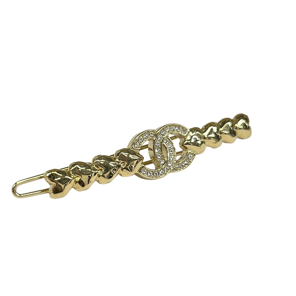 CHANEL(シャネル) バレッタ美品 ココマーク ゴールド×クリア ハート