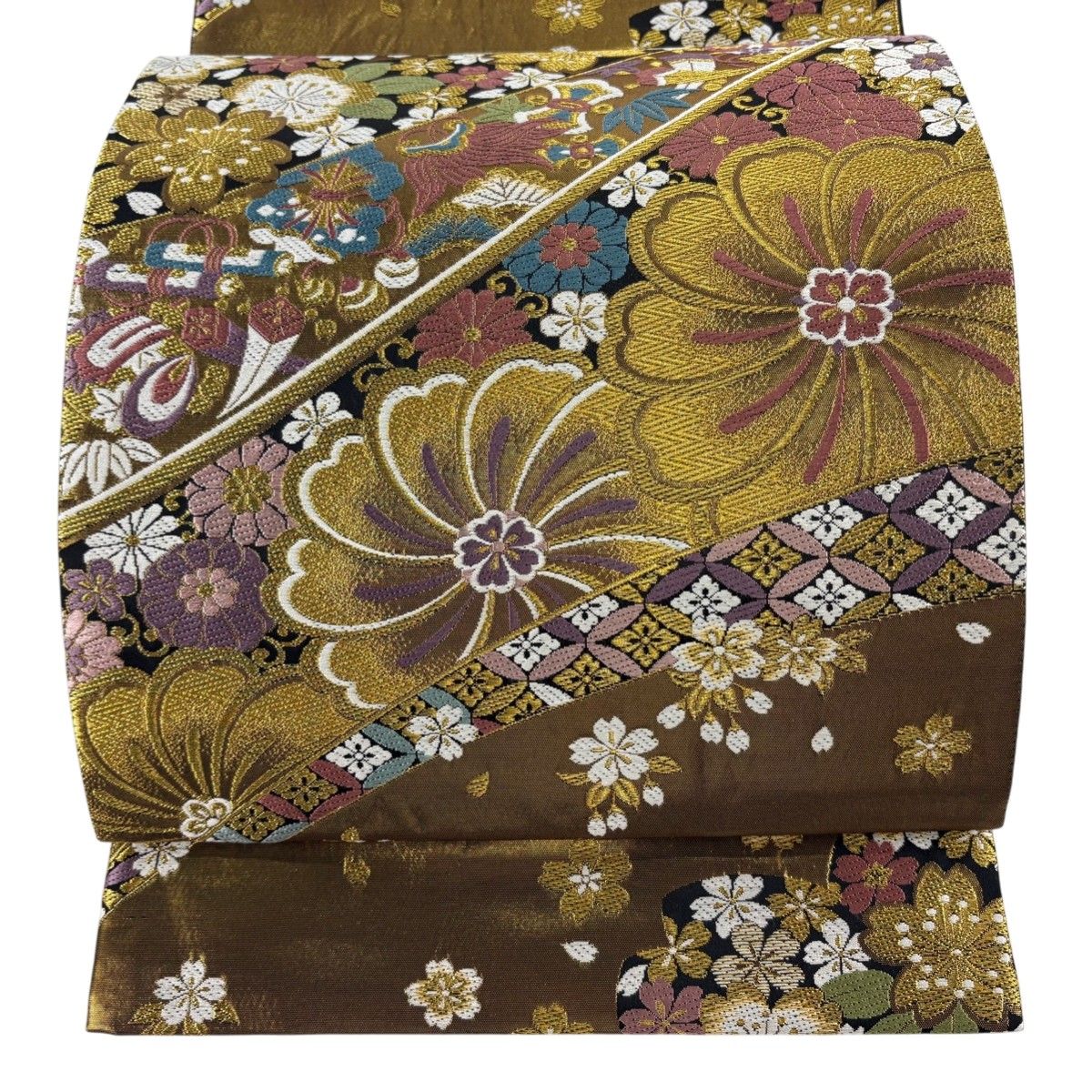 袋帯 秀品 宝尽くし 桜 金糸 箔 金色 六通 正絹 【中古】 - メルカリ