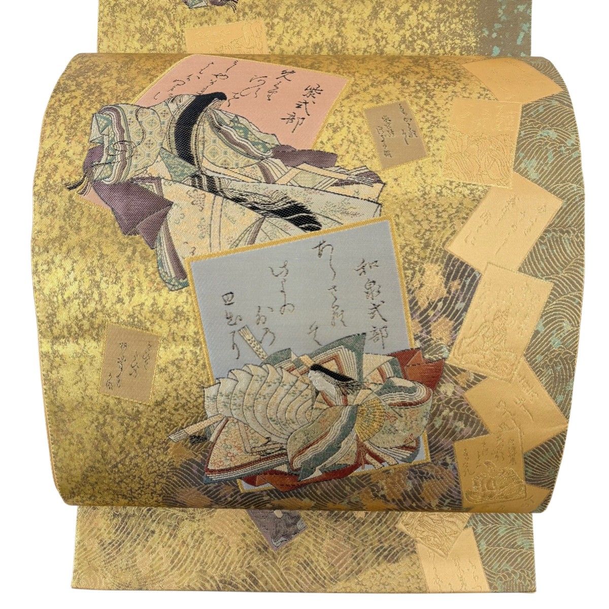 袋帯 秀品 歌仙飾文 引箔 金糸 金色 お太鼓柄 正絹 【中古】 - メルカリ