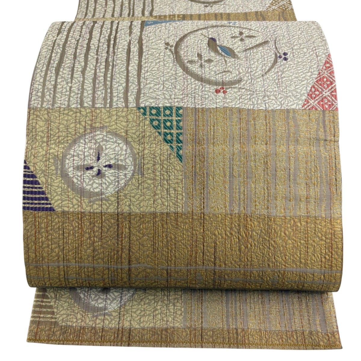 袋帯 秀品 花鳥 縞 薄茶色 六通 正絹 【中古】 - メルカリ