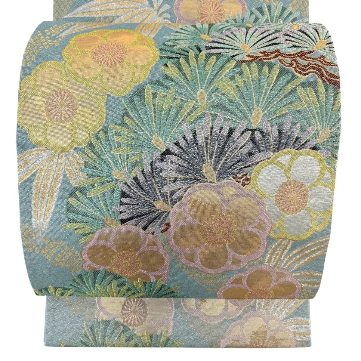 美品】 袋帯 秀品 松竹梅 金銀糸 箔 薄青緑 六通 正絹 【中古】 - メルカリ