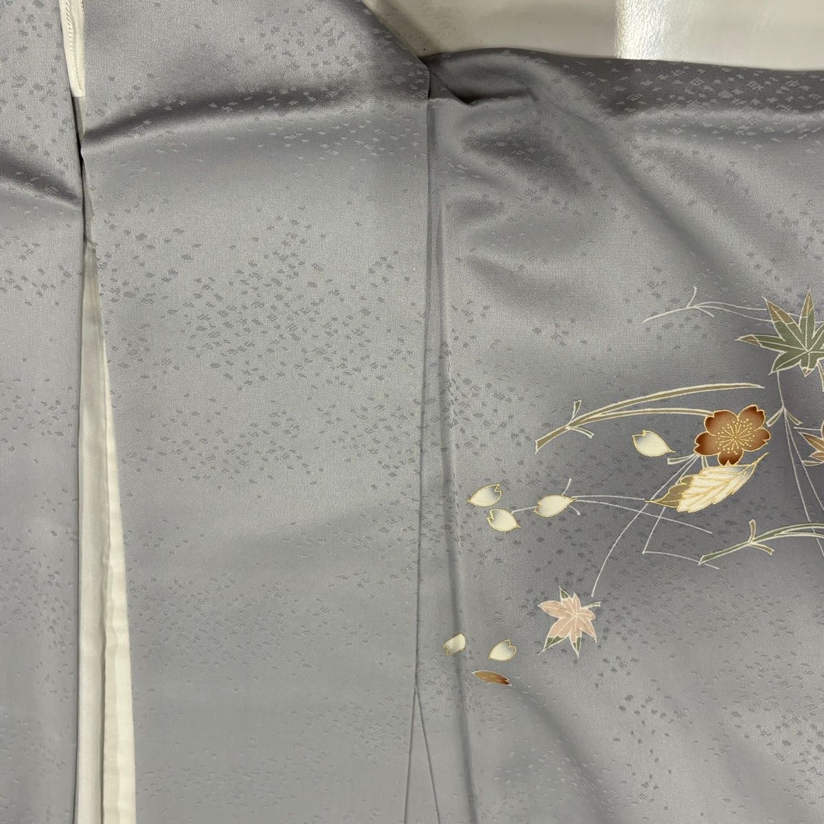 美品】 付下げ 身丈166cm 裄丈65cm M 袷 吹き寄せ 霞 金彩 ぼかし 青