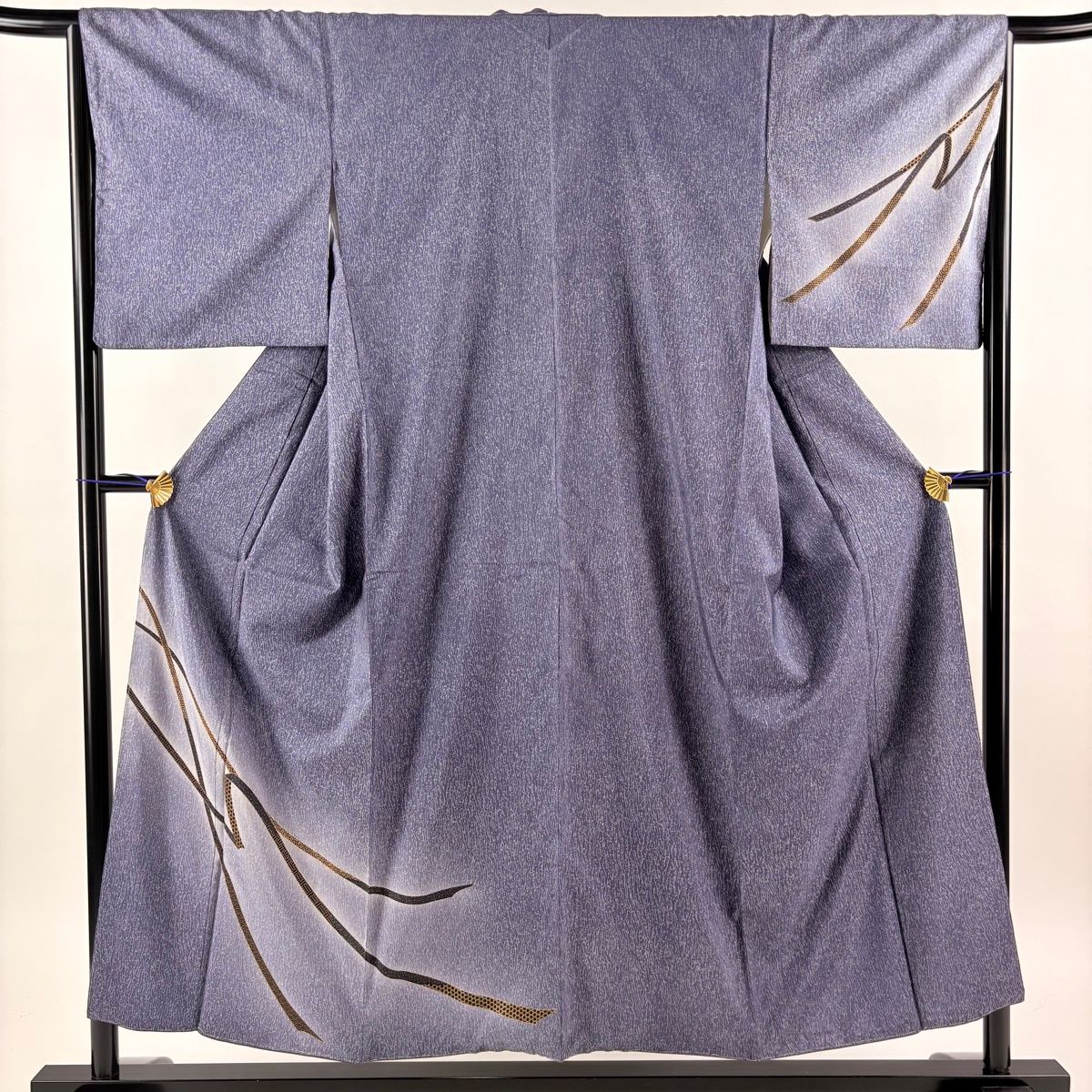 付下げ 身丈154cm 裄丈65.5cm M 袷 紬地 蔓帯 小花 金彩 ぼかし 灰紫