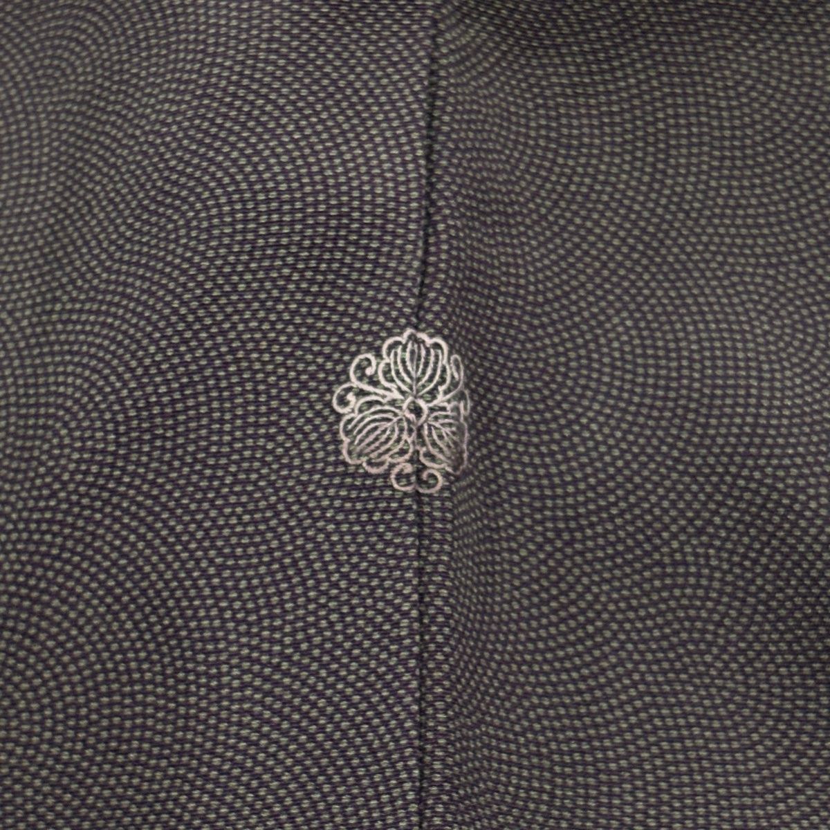 江戸小紋 身丈150cm 裄丈65cm M 袷 草木染 落款 鮫文 墨色 正絹 秀品