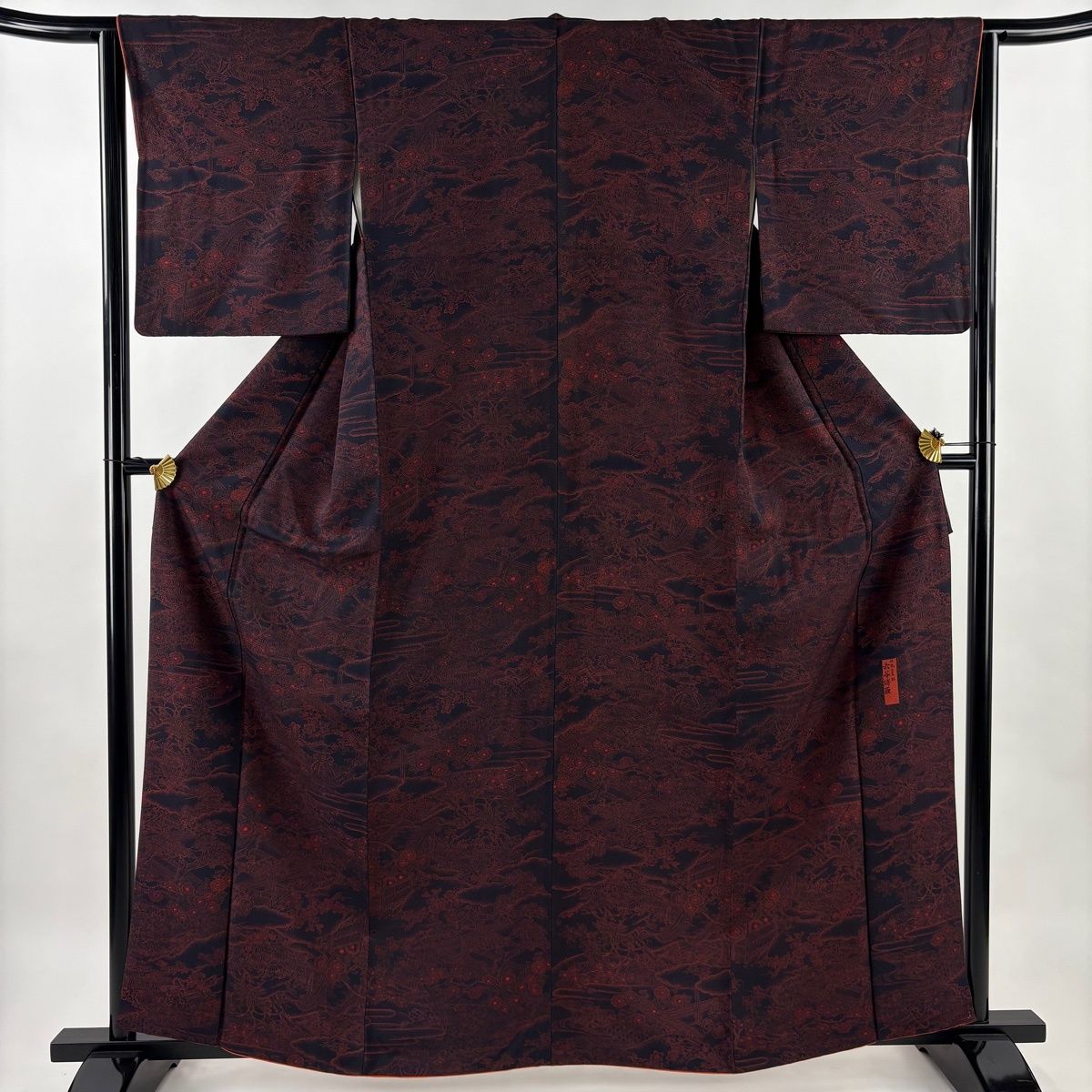 美品】 江戸小紋 身丈161.5cm 裄丈64cm M 袷 六谷博臣 落款 草花 流水