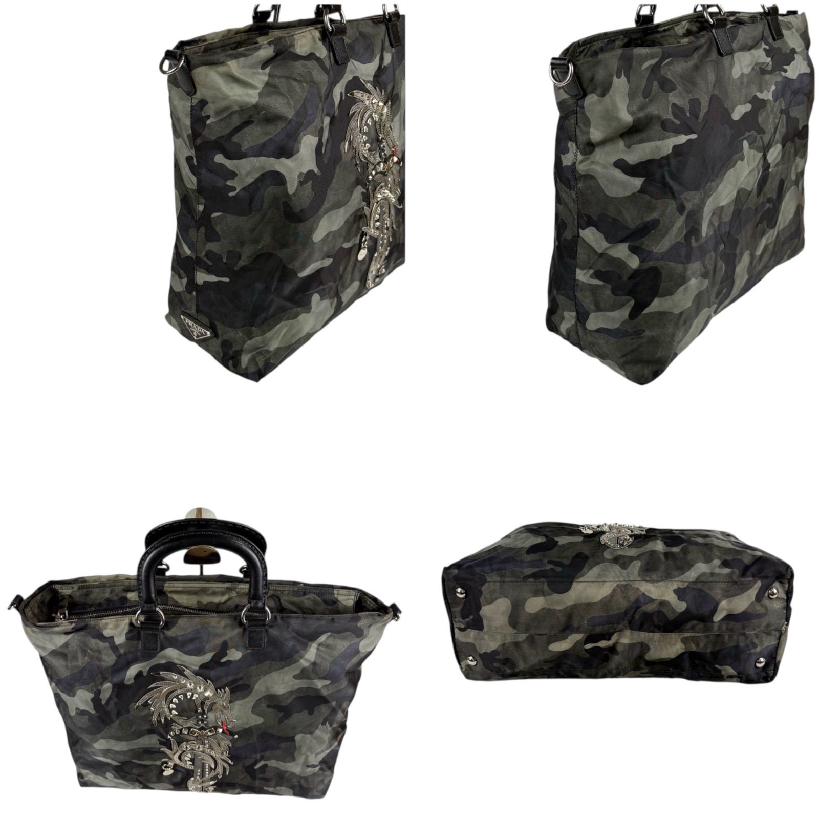 プラダ PRADA 2WAY トートバッグ ショルダーバッグ ドラゴン ソード