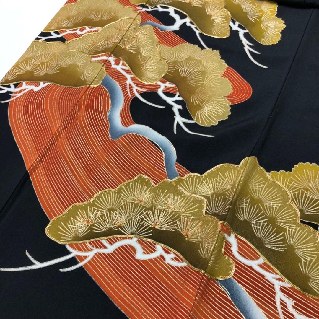 黒留袖 松の木 金駒刺繍 金彩 しつけ糸 トールサイズ K-5746 - メルカリ