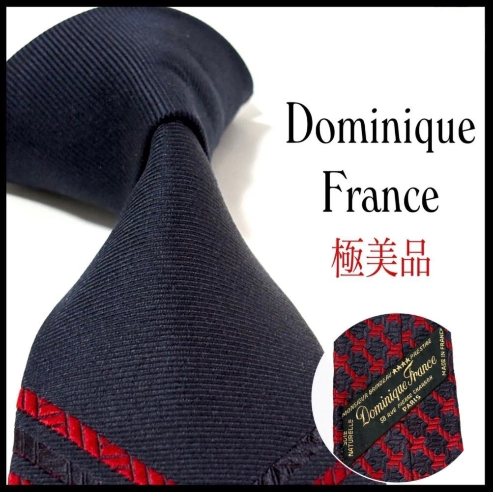 美品】ドミニクフランス ネクタイ ポードゥソワ スリークラウン 花柄