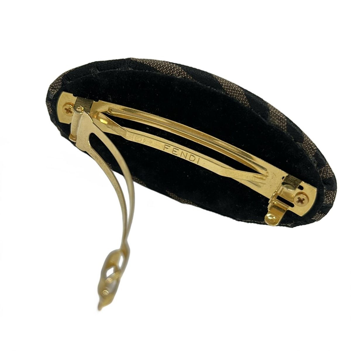 FENDI(フェンディ) バレッタ美品 - 黒×ベージュ×ゴールド ペカン