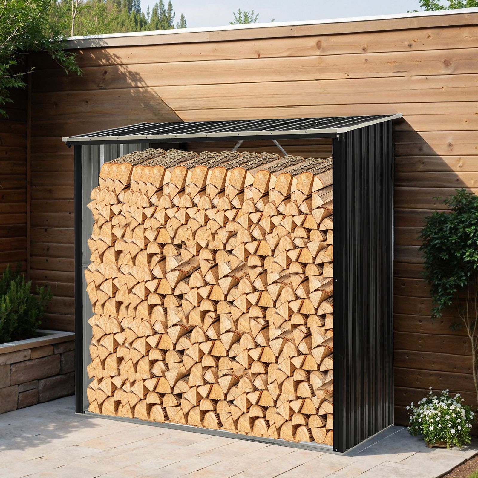数量限定セール」 薪小屋 L192×W89×H190cm 屋外 屋根付き 薪ラック 耐
