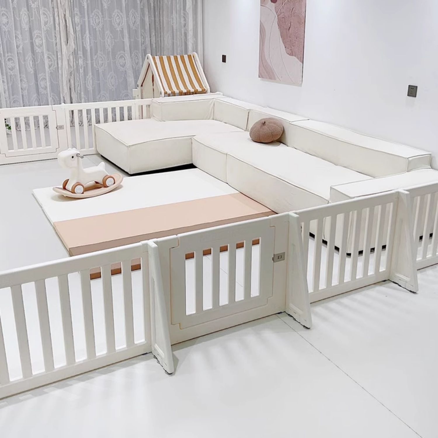 大人気商品」全新品 【直線長さ371cm】ベビーゲート パーテーション 