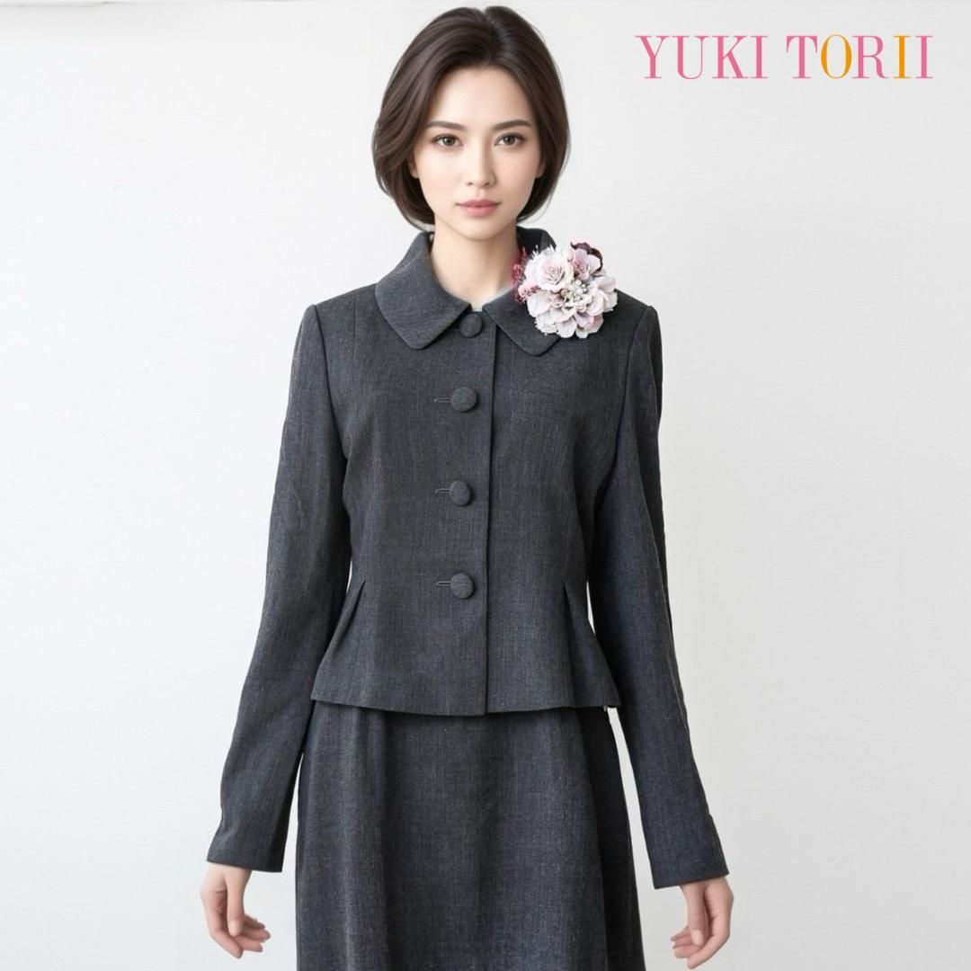 ♪当日発送可能【美品】ユキトリイ セレモニー 38 グレー くるみボタン