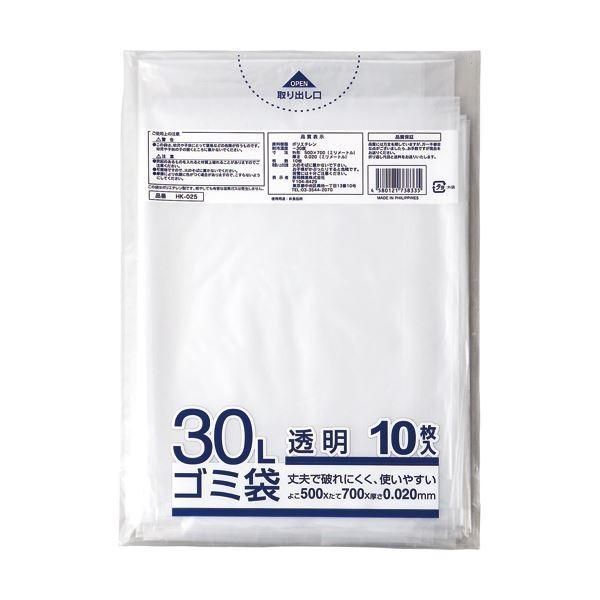 （まとめ）クラフトマン 業務用透明メタロセン配合厚手ゴミ袋 30L HK-025 1パック（10枚）〔×50セット〕