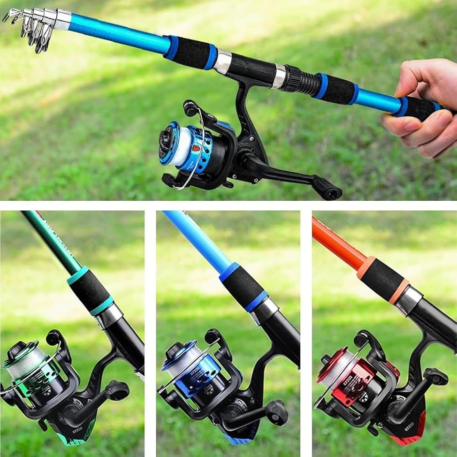 送料無料】釣りセット 初心者 釣り道具 伸縮式釣竿2本＋スピニング