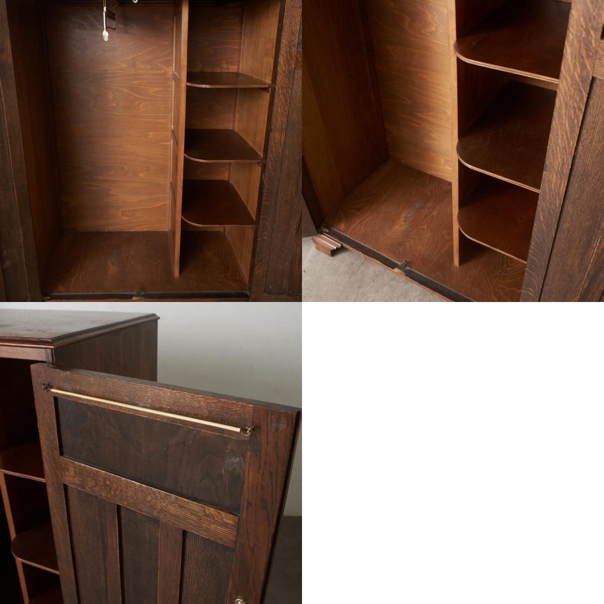 英国 アンティーク ワードローブ 木彫刻 オーク 木製 洋服箪笥