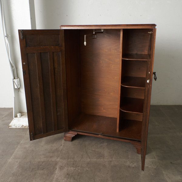 英国 アンティーク ワードローブ 木彫刻 オーク 木製 洋服箪笥