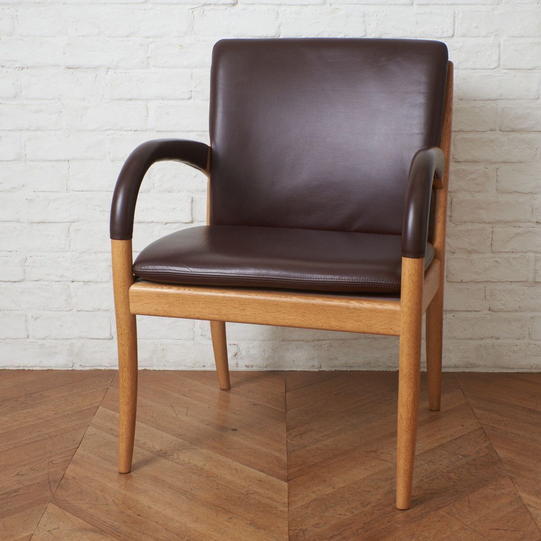 匠工芸 JAZZ オーク 無垢材 アームチェア 本革 ダイニングチェア 木製