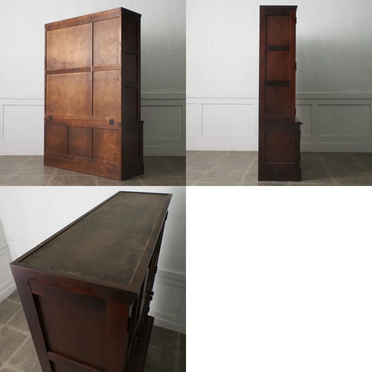 北海道民芸家具 本箱 #118 書棚 3面扉 本棚 カップボード 飾り棚 食器