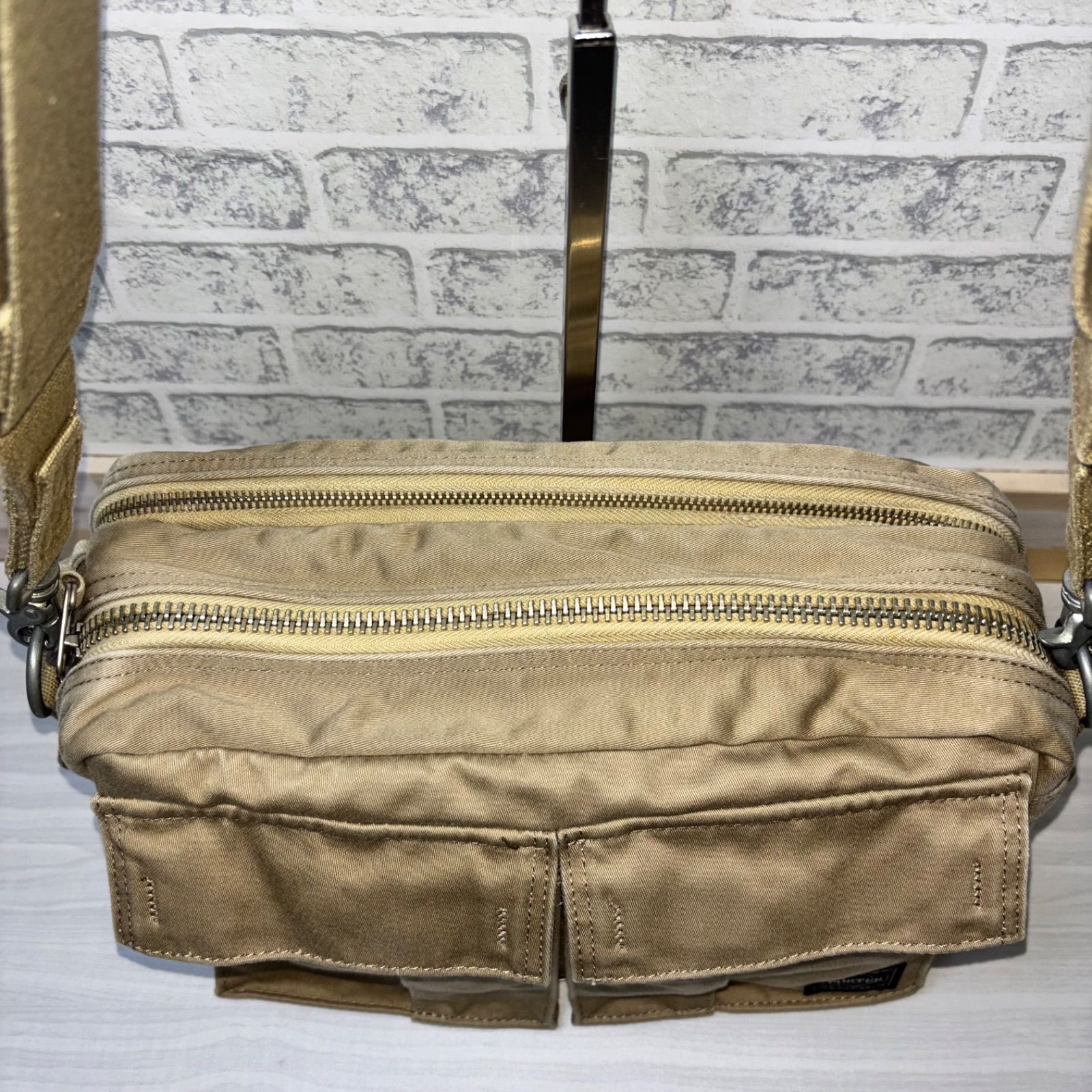 希少 PORTER ショルダーバッグ LOVE &PEACE ラブ&ピース 2層 ベージュ