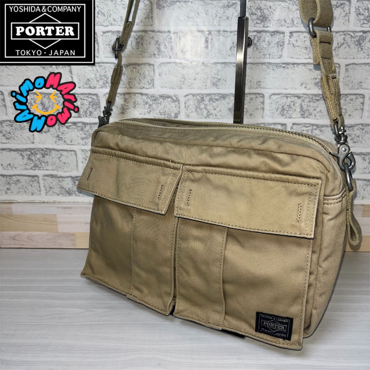 希少 PORTER ショルダーバッグ LOVE &PEACE ラブ&ピース 2層 ベージュ