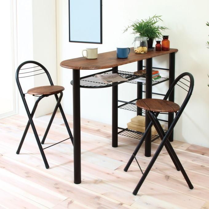 送料無料】カウンター テーブル チェア セット 収納 折りたたみ ハイ