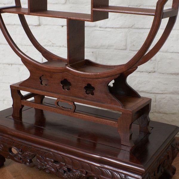 中国美術 梅型 飾り棚 紫檀 木製 シェルフ 飾り台 梅実木 唐物 置物