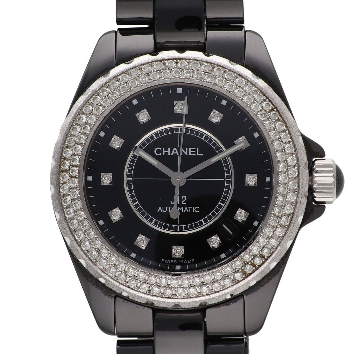 中古】 CHANEL シャネル J12 H1626 38mm 12PD アフターダイヤベゼル