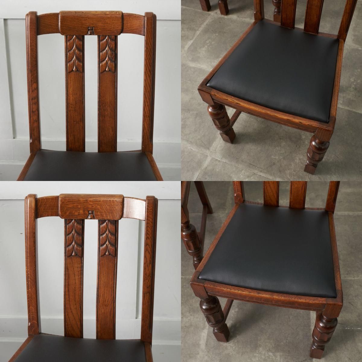 張替済 4脚セット LloydsAntiques アンティーク ダイニングチェア 木