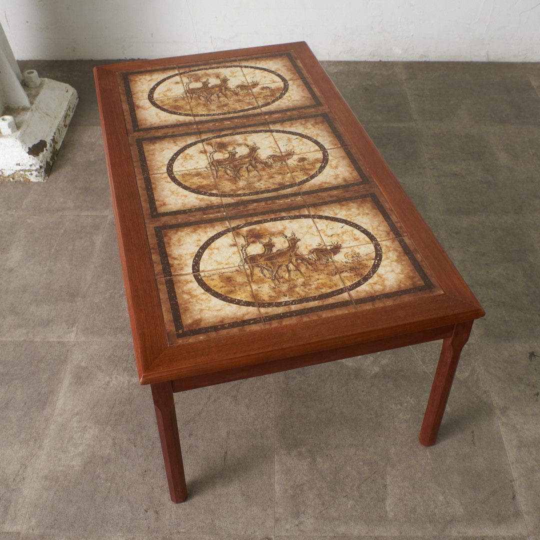 デンマーク製 タイルトップ コーヒーテーブル チーク 北欧