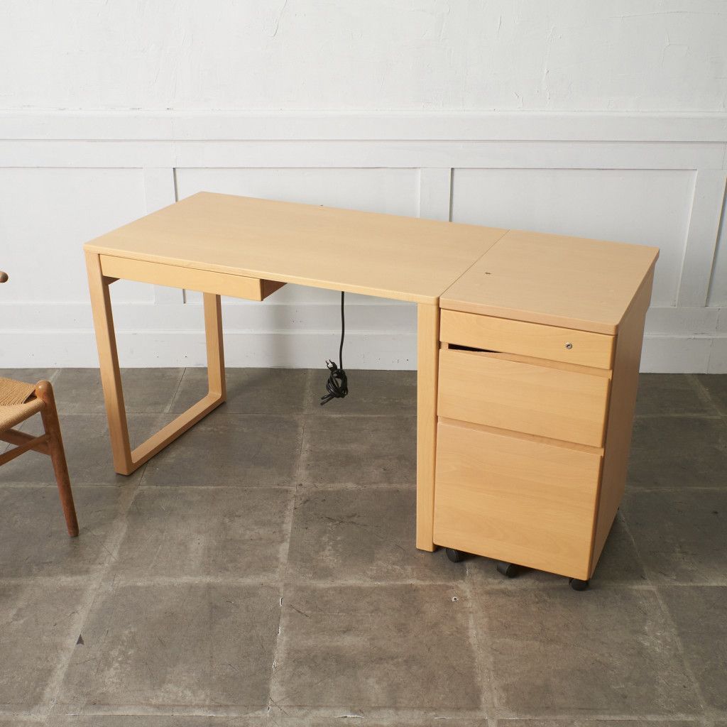 送料別】2点セット karimoku エテルナ デスク & 袖机 デスクワゴン