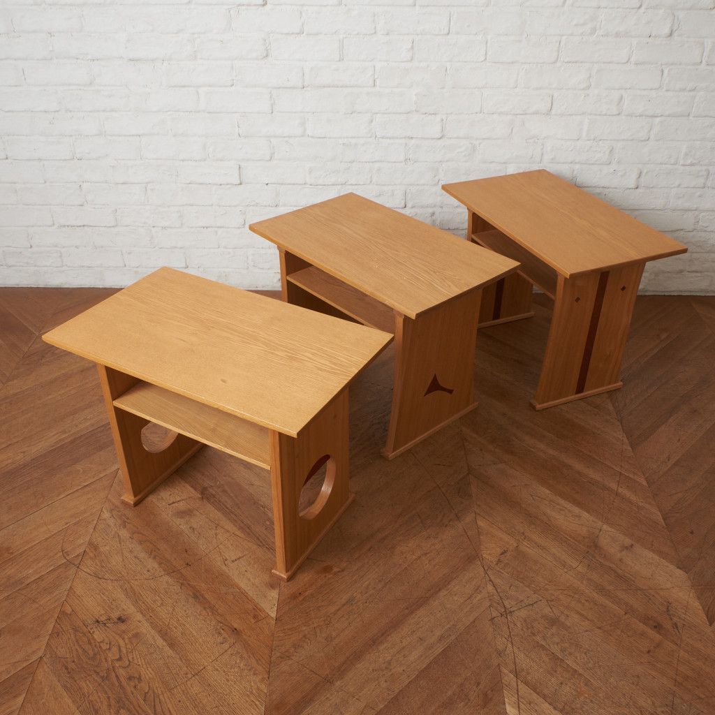 送料別】3点セット オーク サイドテーブル 書道机 文机 座敷机 デスク