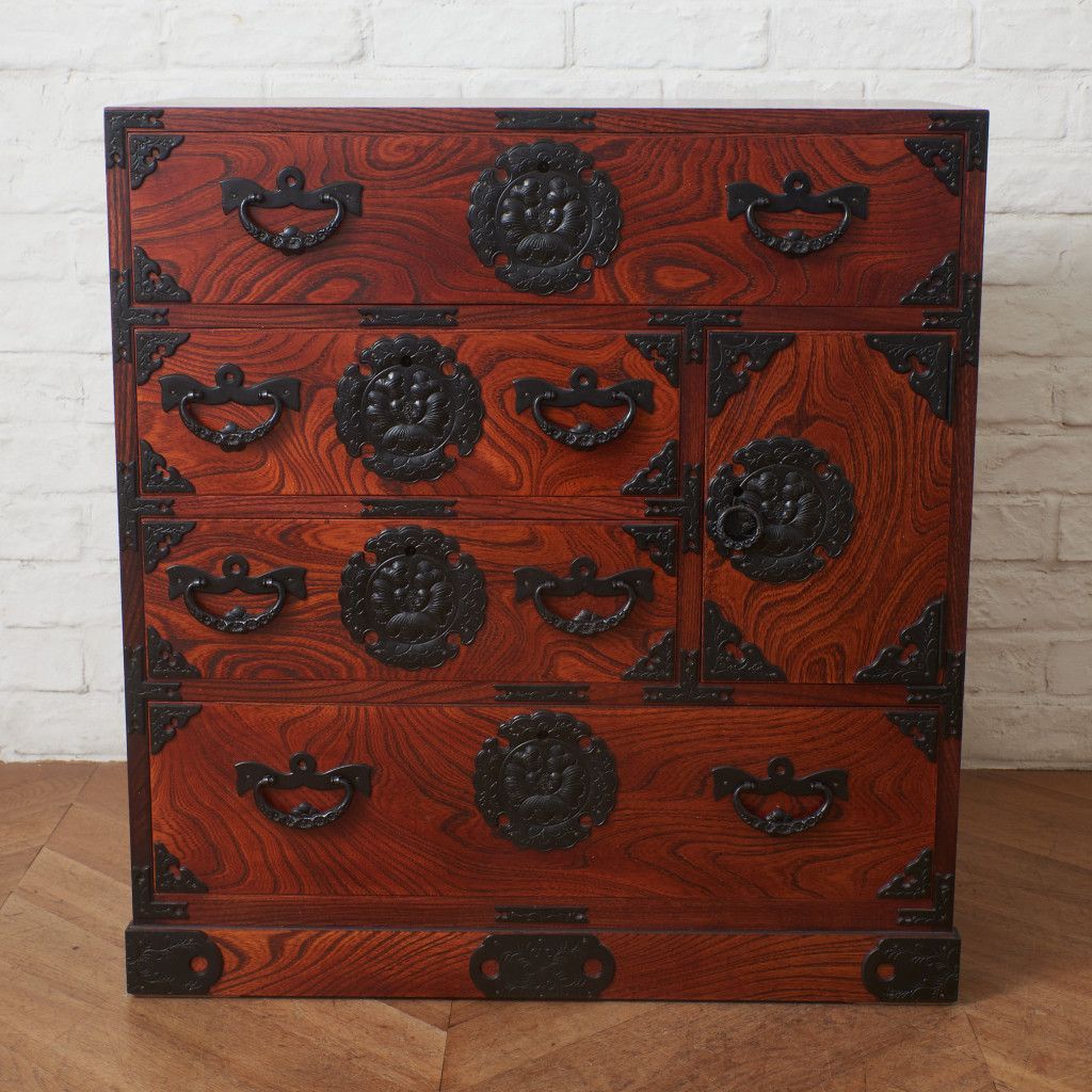 岩谷堂箪笥 小箪笥 拭き漆塗り 欅 タンス 整理箪笥 チェスト 鉄金具 小