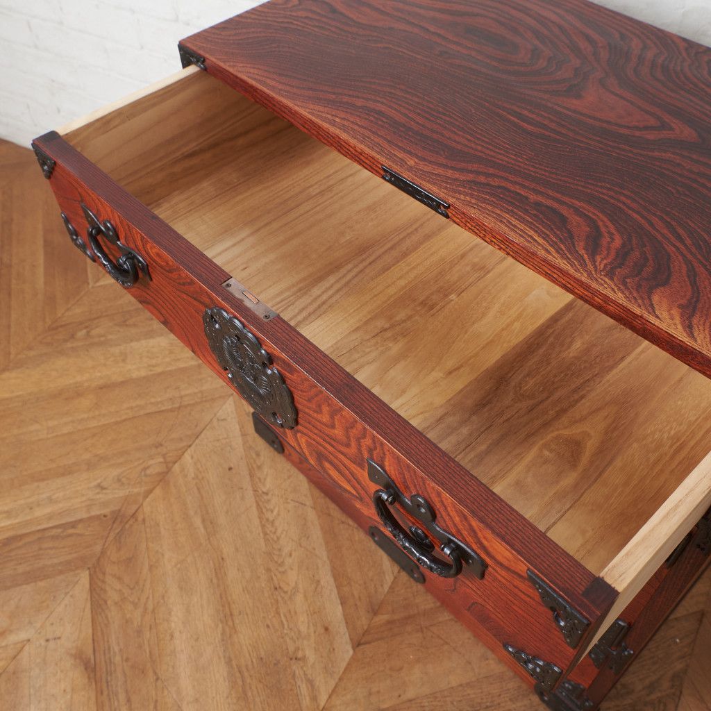 岩谷堂箪笥 小箪笥 拭き漆塗り 欅 タンス 整理箪笥 チェスト 鉄金具 小