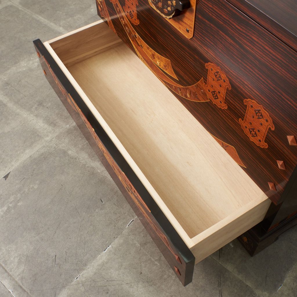 木象嵌 緻密埋木 チェスト 黒檀 紫檀 花梨 和モダン 寄木細工 高級