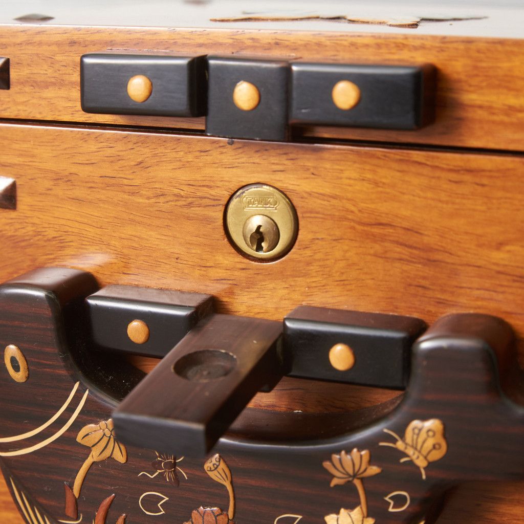 木象嵌 緻密埋木 チェスト 黒檀 紫檀 花梨 和モダン 寄木細工 高級