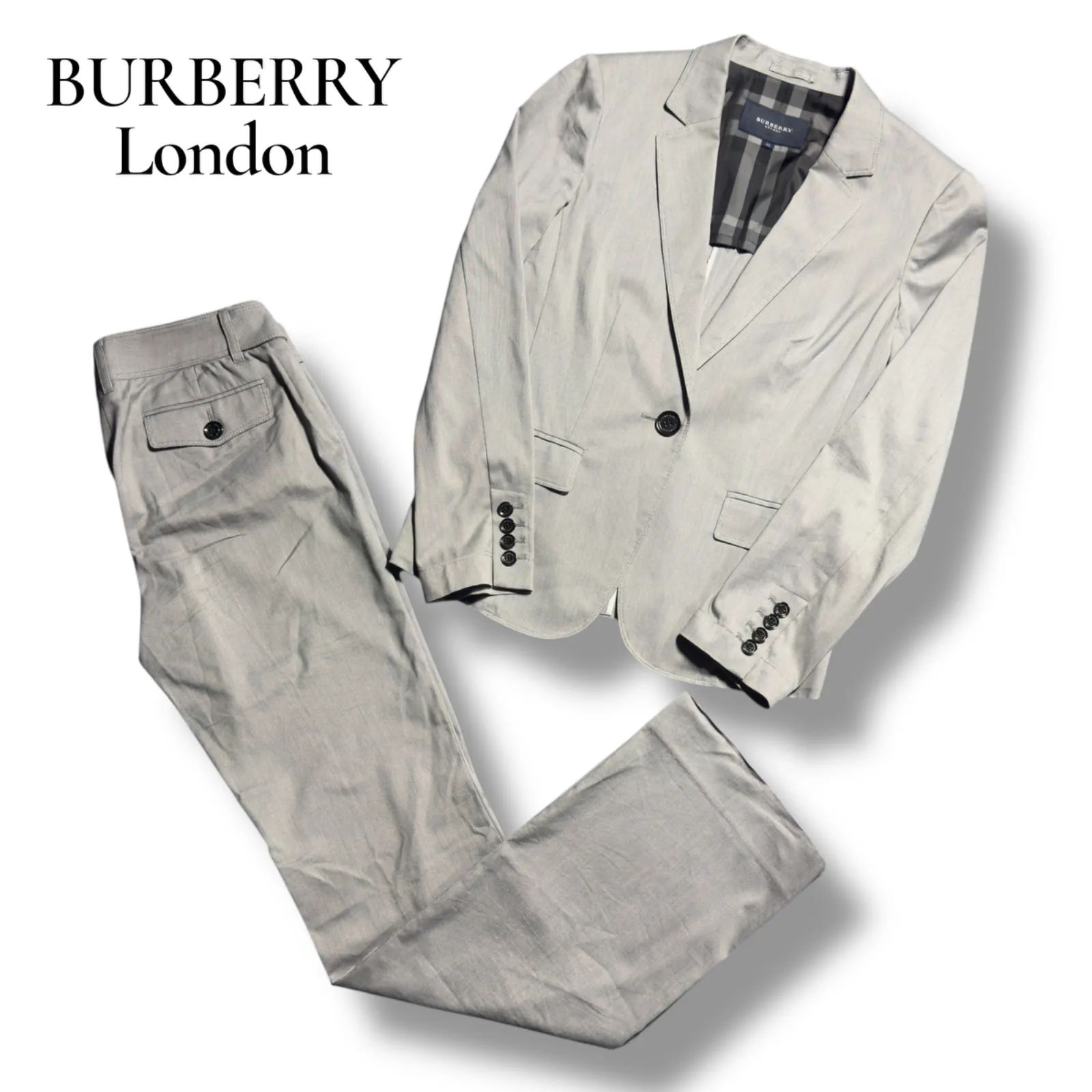 極美品】BURBERRY LONDON パンツスーツ セットアップ ロゴボタン