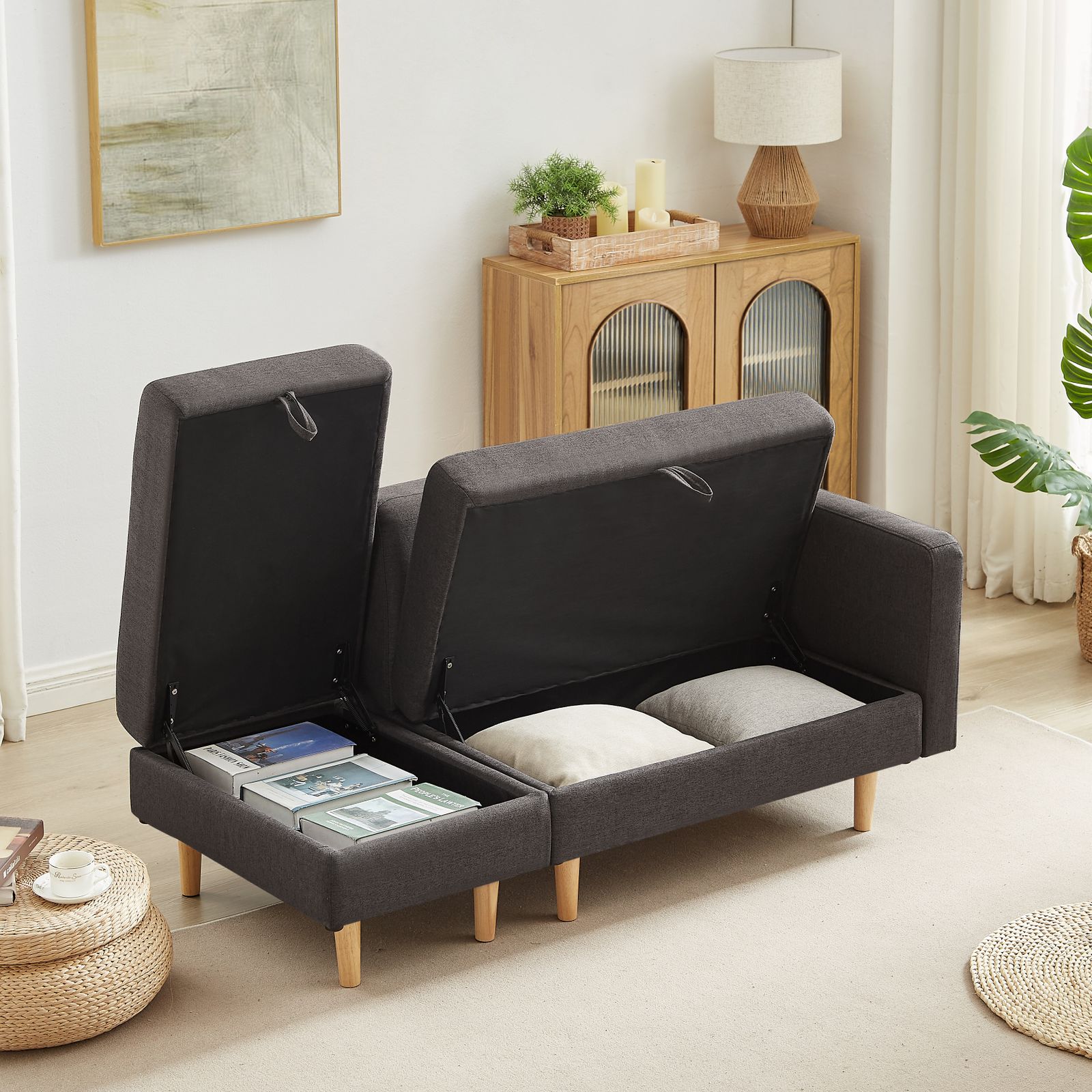 One Arm 2 Seater sofa+Ottoman ソファ 2人掛け 収納付き オットマン