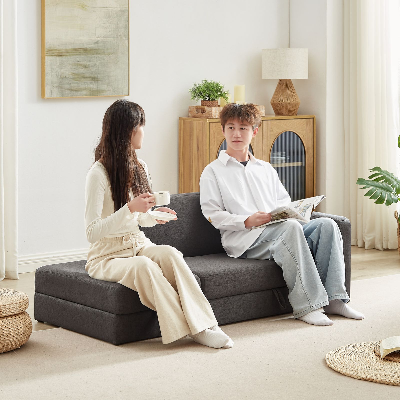 One Arm 2 Seater sofa+Ottoman ソファ 2人掛け 収納付き オットマン