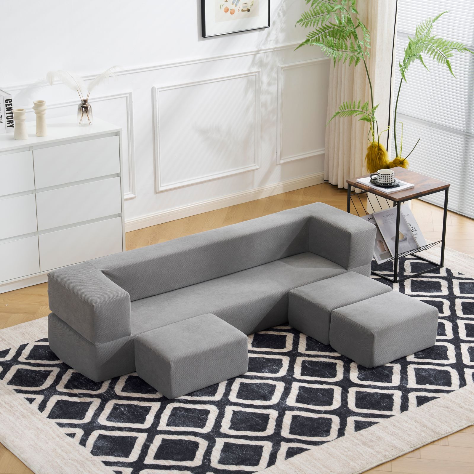 3/13再入荷予定」 ソファベッド 最大5人掛け 5P 組立て不要 フロア